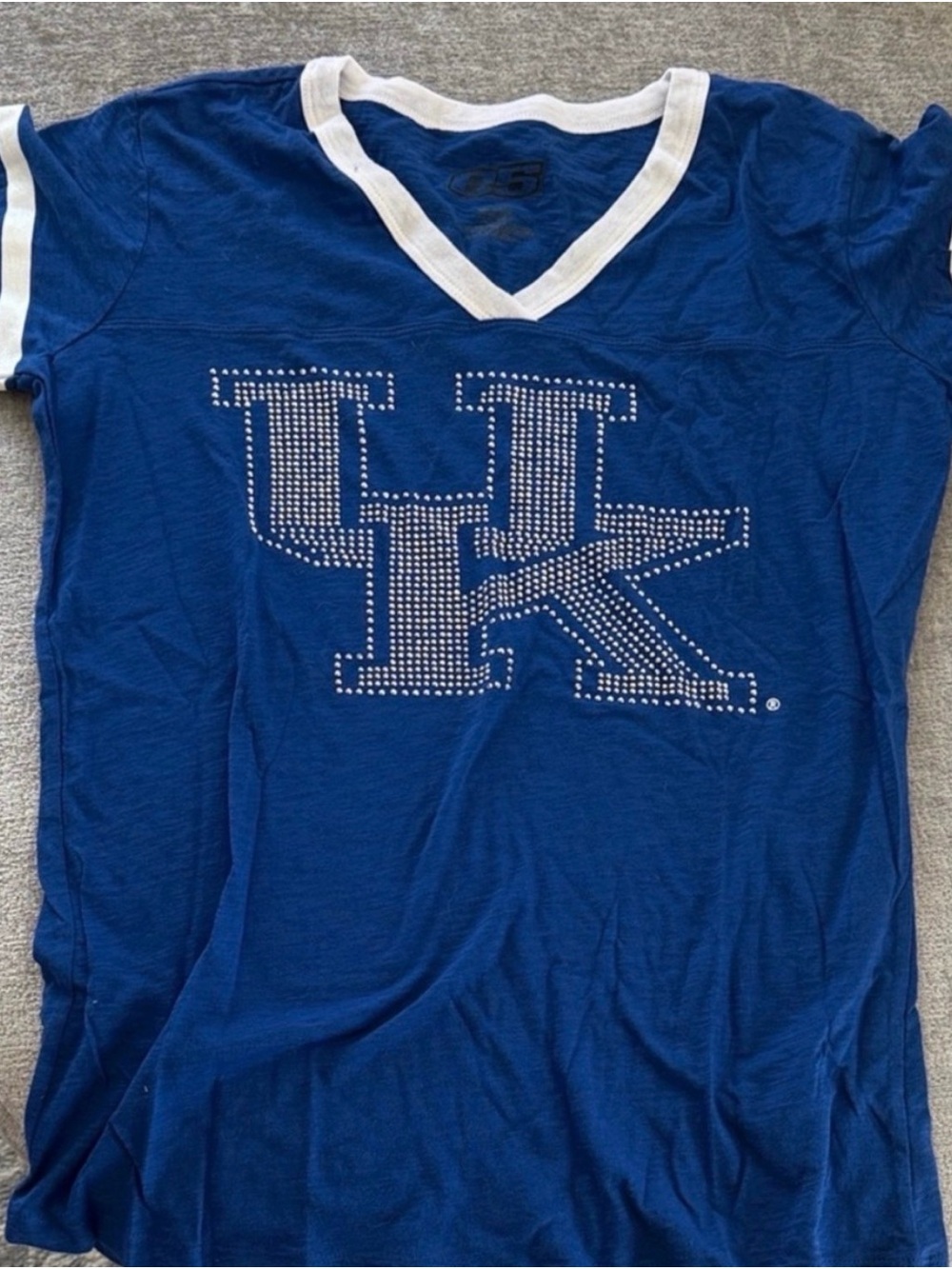 Kentucky Wildcats E5 Rhinestone Bling V-Neck Game Day Tee Women L NWT